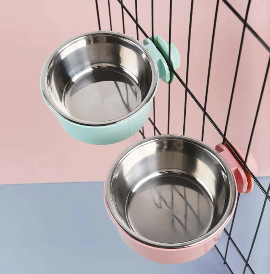 Hanging Fixed Stainless Steel Dog Bowls Wholesale Cheap Pet Product