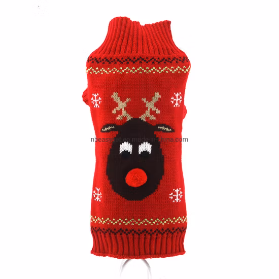 Haustier-Weihnachtspullover, Hund, Katze, Weihnachten, Rentier, Schneeflocken, Rollkragen, Strickpullover, Winter, weich, warm, Stretch-Pullover, Pullover, Weihnachtskleidung, Bekleidung, Esg12469