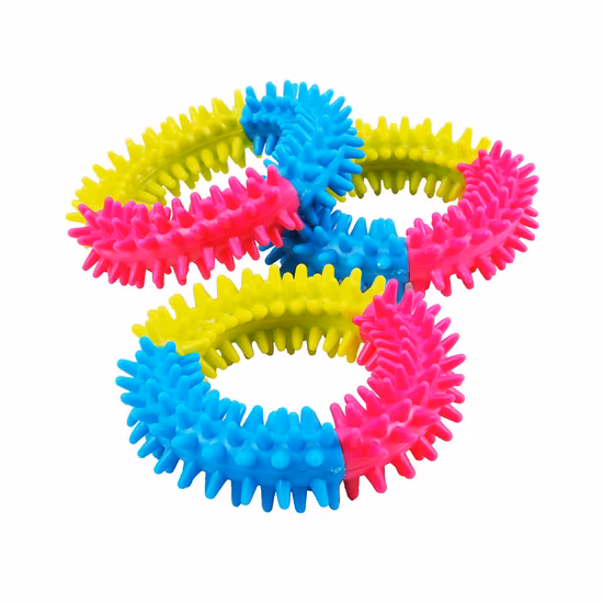 Wtricolor Gummi Multi Thorn Ring Hund Backenzahn Reinigung Bissfestes TPR Spielzeug